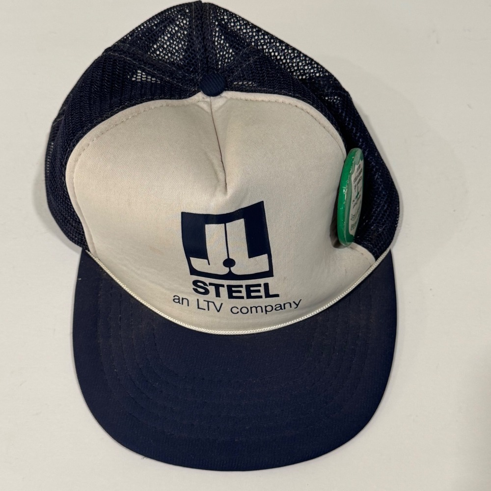 Civic Caps Trucker Hat Mens OSFA Navy White J&L Steel LTV Vintage Mesh Snapback